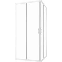 Box Doccia Scorrevole 70x90 cm Profili in Alluminio Bianco Vetro 4mm Trasparente h185 - Reversibile Mod. Grenada