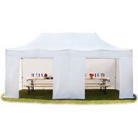 3x6m gazebo pieghevole PVC 850 ignifugo con laterali, PROFESSIONAL 40mm alluminio, bianco