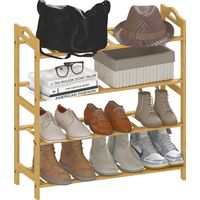 Étagère à chaussures bambou 4 niveaux 12 paires 67,5x24,7x72 cm bois naturel rangement entrée