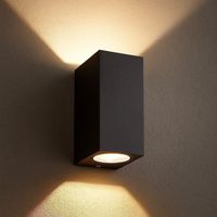 Arum Lighting – Applique extérieure noire rectangulaire double faisceau GU10 IP54 – Fonte d’aluminium – Résistante aux intempéries – 15 cm de hauteur