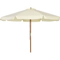 Ombrellone da Giardino Bambù e Poliestere Doppio Tettuccio Beige Ø325x250 cm