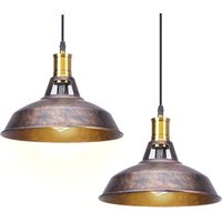 Stoex – Lot de 2 suspensions industrielles vintage en métal – Abat-jour Ø27cm ajustable – Éclairage intérieur pour salon, cuisine, bar – Rouille