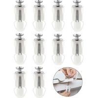10 Piece Toilet Seat Hinges Kit - Stainless Steel Toilet Seat Fixing Screws - Expansion Screws for Toilet Lid for Toilet Seat Replacement Kits (White)