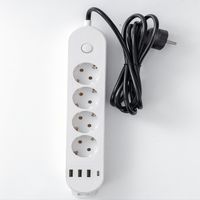 JSSEVN-Power-Base Mehrfachsteckdose Basic mit 4 Steckdosen, 2 m Kabel, Farbe: Weiß, Mittel