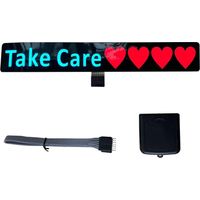 LED Car Sign, Battery Powered Car Window Glowing Sticker Electric Red Heart Take Care Car Accessorie