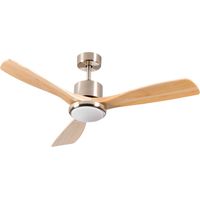 Dayron Alaska Deckenventilator mit 3 Flügeln und Licht, 56 W, 6 Geschwindigkeiten, Naturholz