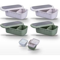 Ensemble de 2 Lunchbox Beige et Verte 1L Fackelmann Storage avec 3 boîtes à sauce