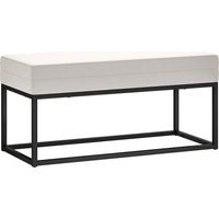 Panca da Ingresso Moderno in Acciaio, Spugna e Tessuto Vellutato con Piedini Regolabili, 94x42x44 cm, Crema