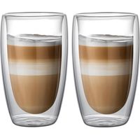 6 Stück 16 oz/450 ml Isolierglasbecher, doppelwandige Glaskaffeetassen, Tee-, Cappuccino-, Milch- und Saftbecher für das Home Office, 14,5 x 8,5 cm (5,7 x 3,3 Zoll)
