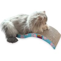 Max&Mitzy Féli'Zen - Griffoir pour Chat avec Herbe à Chat - Design Vague, Carton Double Face à Griffer - 53 x 20,5 x 10 cm
