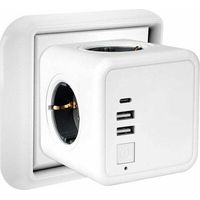 Multipresa da parete Cube con 4 prese e 3 multiprese USB, multipresa USB 7 in 1 con interruttore per casa e ufficio