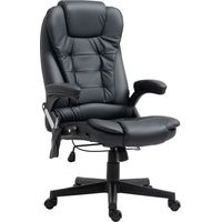 Fauteuil de bureau massant chauffant électrique ergonomique noir similicuir