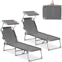 Songmics – Transat pliant extérieur avec dossier réglable et pare-soleil – Lot de 2 – Tissu respirant et résistant aux intempéries – 189 x 53 x 28,5 cm