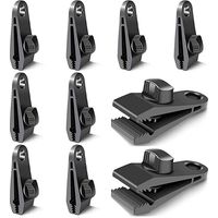 10 Pièces Clips de Bâche, Pièces de Fixation de Bâche, Crochets de Bâche, Clips de Tente de Camping Coupe-Vent, Accessoires de Clip Coupe-Vent Résistant au Soleil (Noir)