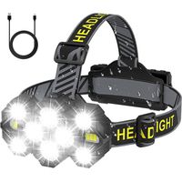 Jusch – Wiederaufladbare Stirnlampe mit 22.000 Lumen – 10 LEDs – 8 Leuchtmodi – Wasserdicht nach IPX4 – 8 Stunden Akkulaufzeit für Camping und Wandern