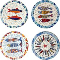 Sottobicchieri pesce 4 diversi disegni in ceramica marinara e nautica per proteggere la tua tavola in modo originale