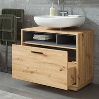 Mueble bajo lavabo Beatrice, Roble artesanal/antracita, 80 x 84.5 cm con cajón, Vicco
