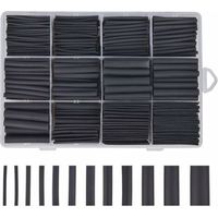 QORVA-Gaine Thermoretractable Noire 625pcs Gaine Thermo Retractable Gaines Thermoretractables Un Assortiment de 8 Tailles 1 – 10 mm