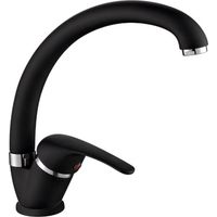 ambrosiana SEI1406BLA Rubinetto miscelatore lavello cucina/lavanderia con canna alta Ambrosiana serie Sei in ottone color nero con areatore a risparmio idrico, nero
