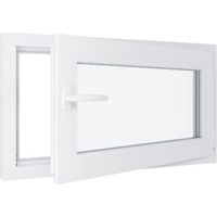 Fenêtre PVC - Triple vitrage - Tirant Droite - Blanc - LxH : 900x500 mm