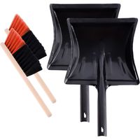 Garronda Kehrschaufel Set 2 Stück mit komplett aus Metall gefertigter Schaufel und Handfeger aus Holz und Synthetik Kehrbesen für Haushalt GD-0172 (Schwarz/Orange + Schwarz)