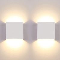 2Pcs LED Wall Light 7W Modern Indoor Wall Lamp 3000K White Square Wall Sconce Decorative Wall Lights for Bedroom Living Room