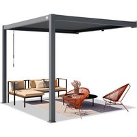 PRIMEYARD Pergola adossée 3x3 m poteaux en aluminium avec lames orientables en acier pergola murale anthracite