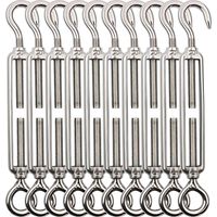 Tendeurs de câble M5 en acier inoxydable 304 – Résistants à la corrosion – Lot de 10, Kit de fixation pour voile d'ombrage – Convient pour une installation extérieure