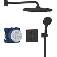 Grohe – Colonne de douche thermostatique avec mitigeur encastré – Douche de tête 250x250mm – 2 jets Rain et Jet – Noir mat – 348822430