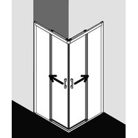 Kermi demi-pièce d’angle à droite PEGA C2R 1030x 2000 GAK : 990-1010 SIHG verre trempé Opaco