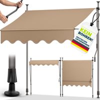 tillvex Balkonmarkise 300 cm Taupe Gelenkarm Markise Klemmmarkise Sonnenmarkise Balkon ohne Bohren