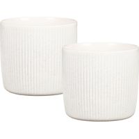 Scheurich Solido Linea, set de 2 pots à fleurs en céramique, coloris: Perla, diamètre 15 cm, hauteur 13,7 cm, 1,9 l vol.