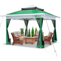 Vounot – Tonnelle de jardin 3,6x3,6m pliable – Cadre en acier robuste – Moustiquaire amovible – Hauteur réglable – Pour espaces extérieurs