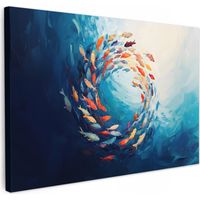 QUADRO SU TELA Mare - Pesce - Colorato - Dinamico 150x100 cm