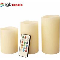 Trade Shop - THREE CANDELE LED MIT TELECOMMENDO RGB VERA CERA PROFUMATE IN VANIGLIA -