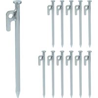 Relaxdays Lot De 12 Piquets De Tente – Acier Inoxydable, 20 Cm, Pour Sols Durs, Crochets, Résistance Vent, Noir