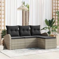 Ensemble de canapé de jardin,Salon de jardin,Sofa Gris clair polyrotin