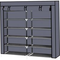 Rack à chaussures portable à 7 étages Rack à chaussures pour placard Couverture en tissu Meuble de rangement pour chaussures Gris