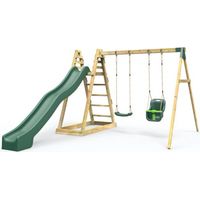 Rebo Children's Wooden Pyramid Activity Frame with Swings and 10ft Water Slide - Cora Linn