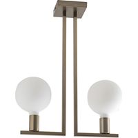Plafoniera Twin a Soffitto con Attacco E27 per Interni - Struttura in Metallo Ottone Satinato 75W IP20 - Design Decorativo - Rossini Group