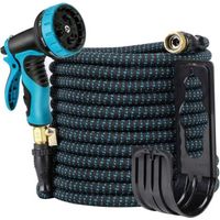 BUNTHAUS Tuyau Arrosage Extensible, Tuyau Arrosage Enrouleur Tuyau Arrosage Raccord Tuyau D'arrosage avec Pistolet de Pulvérisation 9 Fonctions, Tissu Très Résistant, pour Lavage de La Voiture/Jardin