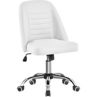 Homevive Silla de Oficina Silla de Escritorio Silla Giratoria de Cuero PU Silla Ergonómica Silla Sin Reposabrazo Silla con Ruedas Capacidad 136 KG Blanco