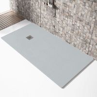 Mineralguss-Duschwanne extra flach MADISON Schieferoptik GRAU 90x100cm