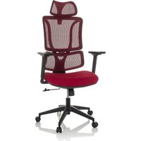 Chaise de bureau / chaise pivotante ERGOMY assise tissu / dossier résille rouge mybuero