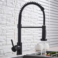 Suguword – Robinet de cuisine noir mitigeur pivotant 360° avec douchette – Réglage double jet – Installation facile – Pour évier utilitaire