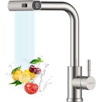 APPASO Waterfall Tap, Waterfall Kitchen Mixer Tap with Pull Out Spray, Stainless Steel Sink Taps Mixer with 3 Functions, 360° Swivel Single Handle Kitchen Tap Mixer 1 Hole, Kitchen Faucet Brushed