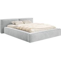 Selsey TILVES LOW – Lit coffre 200 x 200 avec sommier, en velours, gris clair