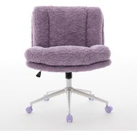 W26.4 inch Wider Seat Office Chair,Artificial rabbit hair Home Office Chair with Metal Base,Adjustable Desk Chair Swivel Office Chair,Vanity Chair(Violet) ,DE1875VT