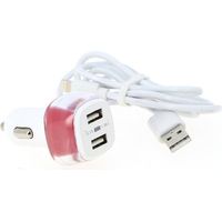 Chargeur Allume-Cigare 2 ports USB 2.4A + câble - Iphone - SILUMEN