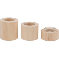 Lot de 3 bougeoirs en bois (bas, moyen, haut) – bougeoirs simples en bois pour salon, bureau, chambre.